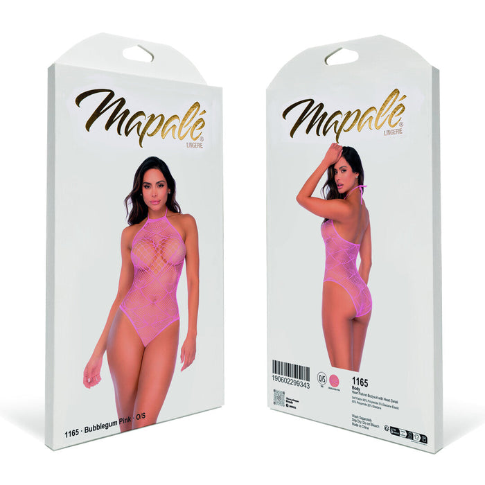 Mapalé Body Résille Rose À Cœurs Avec Strass