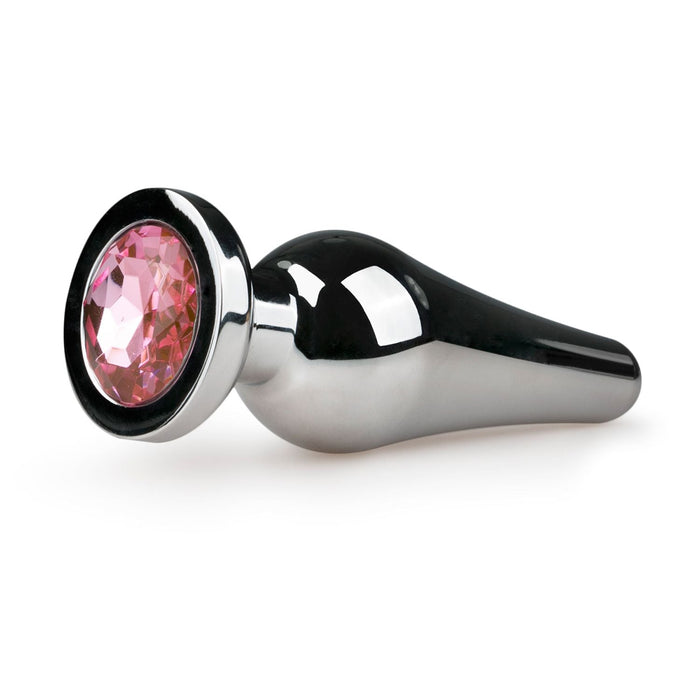 EasyToys Plug Anal En Métal Argenté Avec Cristal Rose 12 cm