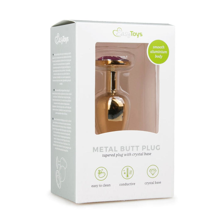 EasyToys Plug Anal En Métal Doré Avec Cristal Violet 7 cm