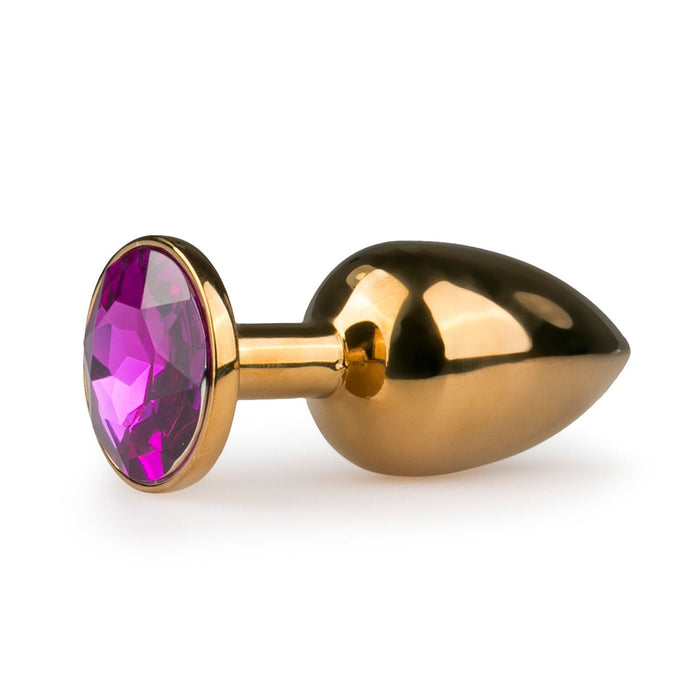 EasyToys Plug Anal En Métal Doré Avec Cristal Violet 7 cm