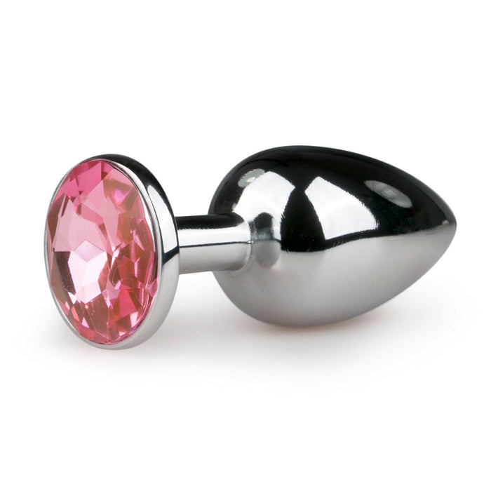 EasyToys Plug Anal En Métal Argenté Avec Cristal Rose 7 cm