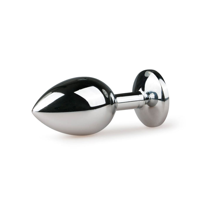 EasyToys Plug Anal En Métal Argenté Avec Cristal Rose 8 cm