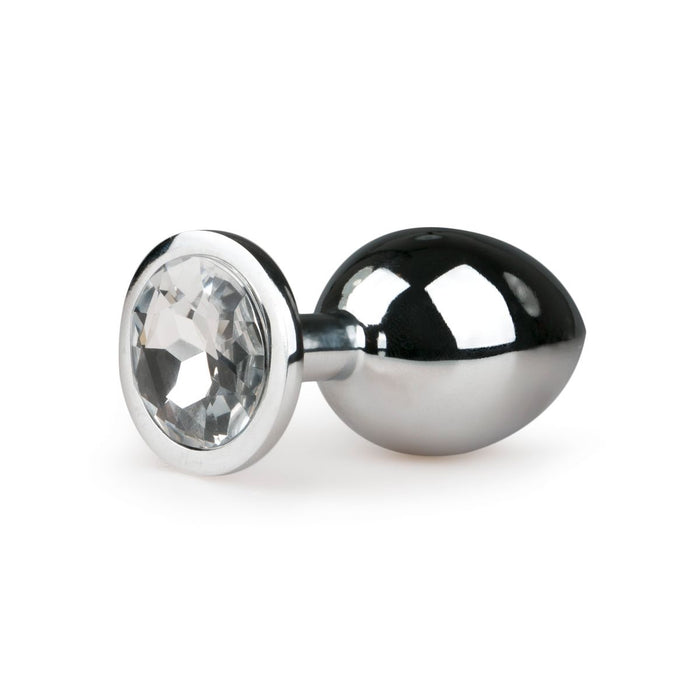 EasyToys Plug Anal En Métal Argenté Avec Cristal Transparent 8 cm