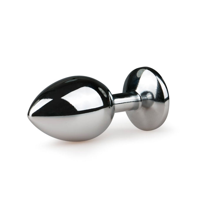 EasyToys Plug Anal En Métal Argenté Avec Cristal Transparent 8 cm