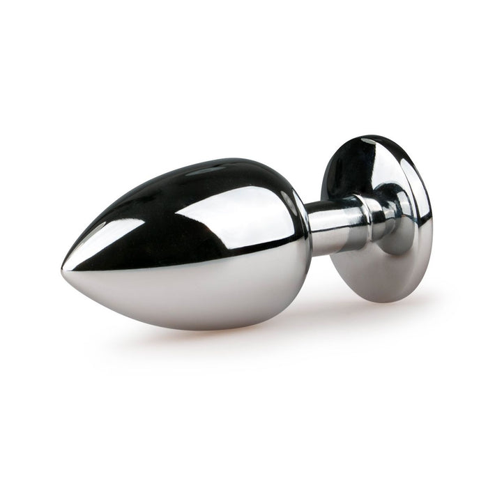 EasyToys Plug Anal En Métal Argenté Avec Cristal Rose 10 cm