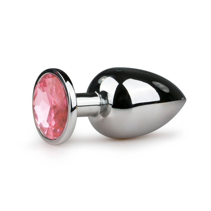 EasyToys Plug Anal En Métal Argenté Avec Cristal Rose 10 cm