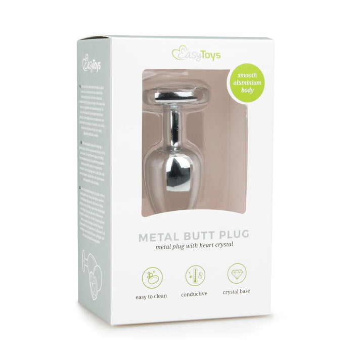 EasyToys Plug Anal En Métal Argenté Avec Cristal Cœur 7 cm