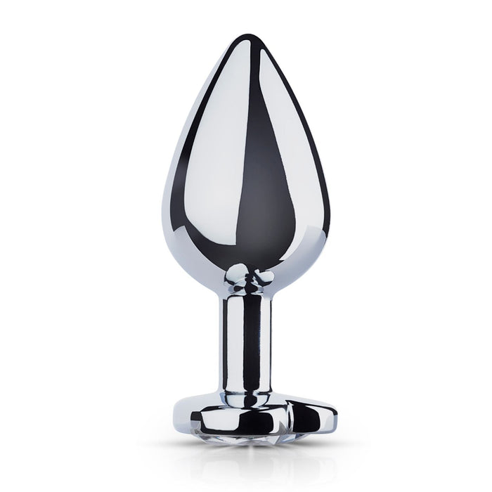 EasyToys Plug Anal En Métal Argenté Avec Cristal Cœur Transparent 8 cm