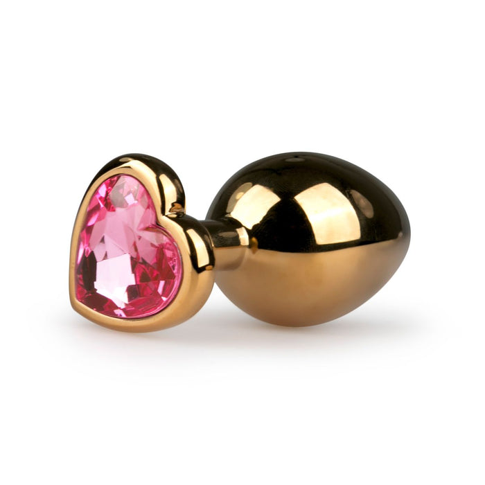 EasyToys Plug Anal En Métal Doré Avec Cristal Cœur Rose 8 cm