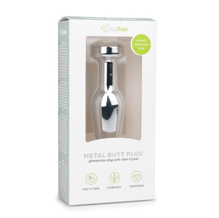 EasyToys Plug Anal En Métal Argenté Avec Cristal Transparent 11 cm
