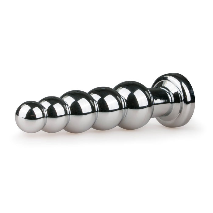 EasyToys Plug Anal Strié En Métal Argenté Avec Cristal 14 cm