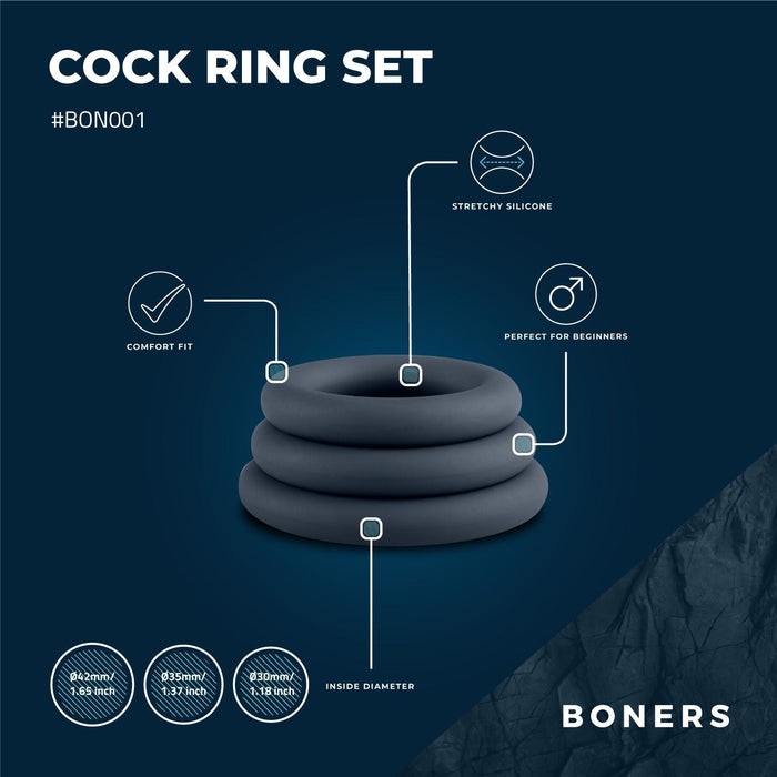 Boners Set De 3 Anneaux Péniens En Silicone