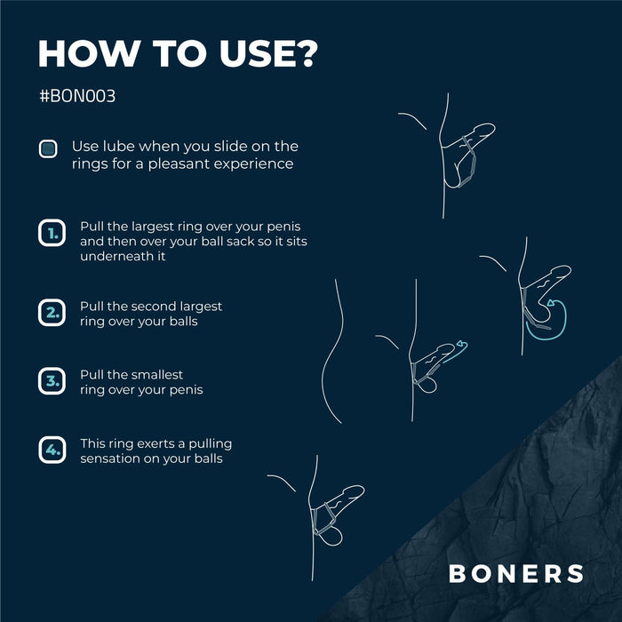 Boners Triple Anneau Pénien Pour Pénis Et Testicules