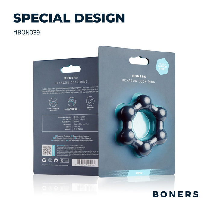 Boners Anneau Pénien Hexagonal Avec Billes En Acier