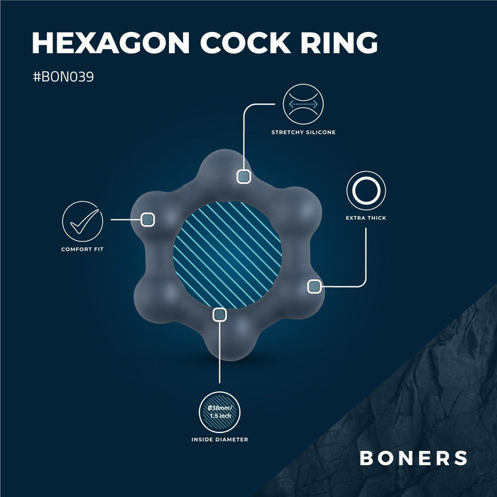 Boners Anneau Pénien Hexagonal Avec Billes En Acier