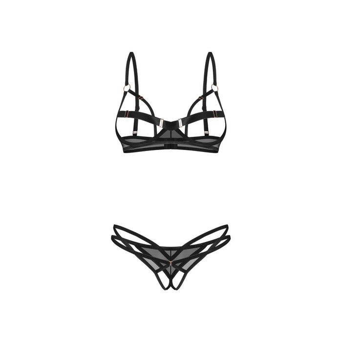 Obsessive Euridia Ensemble Lingerie Ouvert 2 Pièces Noir