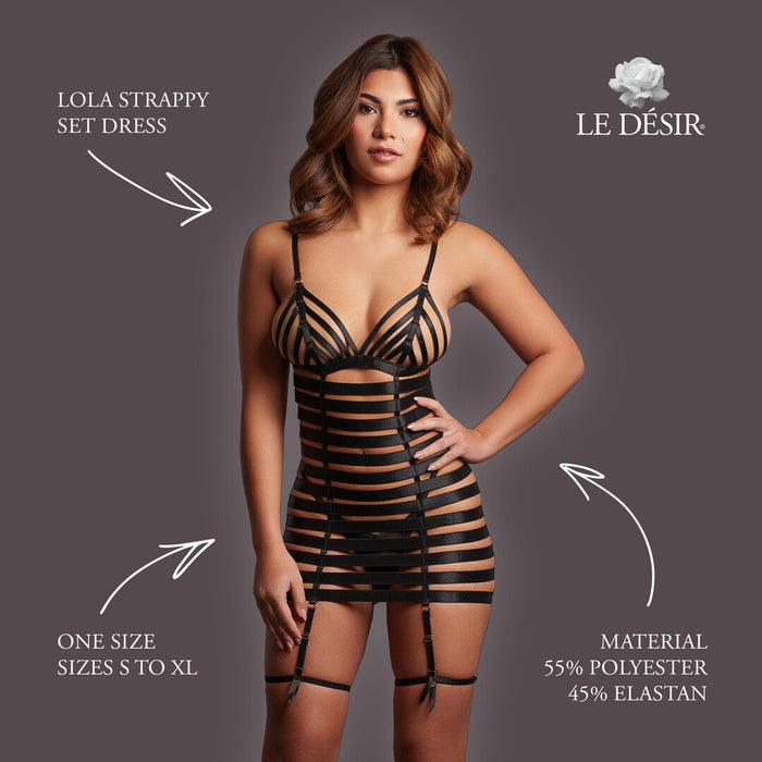 Le Désir Robe Noire Strappy Avec Découpes
