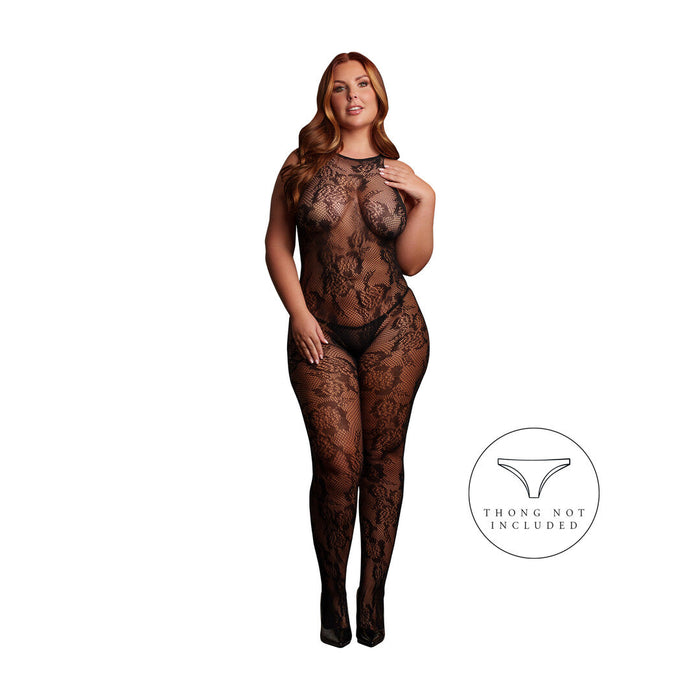 Le Désir Bodystocking Noir En Dentelle Ouvert à l’Entrejambe