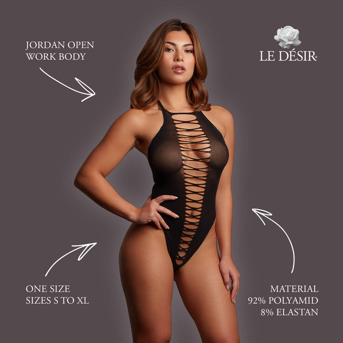 Le Désir Body Noir Ajouré à Col Halter