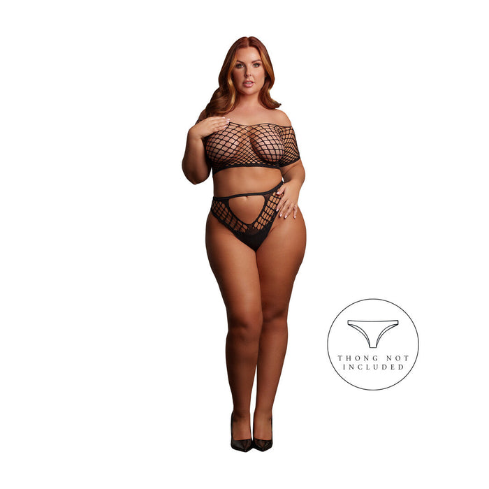 Le Désir Ensemble Lingerie 2 Pièces Noir En Maille Ajourée