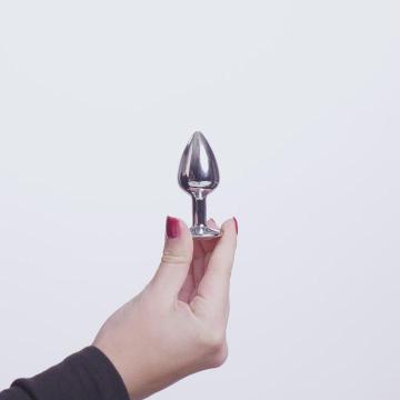 EasyToys Plug Anal En Métal Argenté Avec Cristal Transparent 7 cm