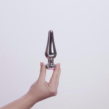 EasyToys Plug Anal En Métal Argenté Avec Cristal Rose 12 cm