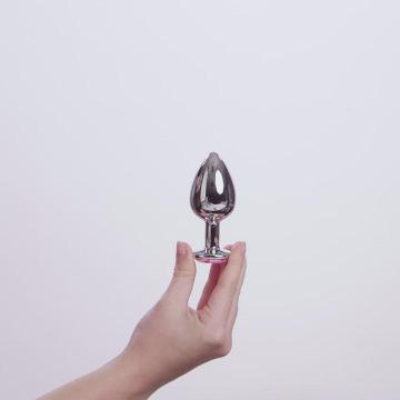 EasyToys Plug Anal En Métal Argenté Avec Cristal Rose 8 cm