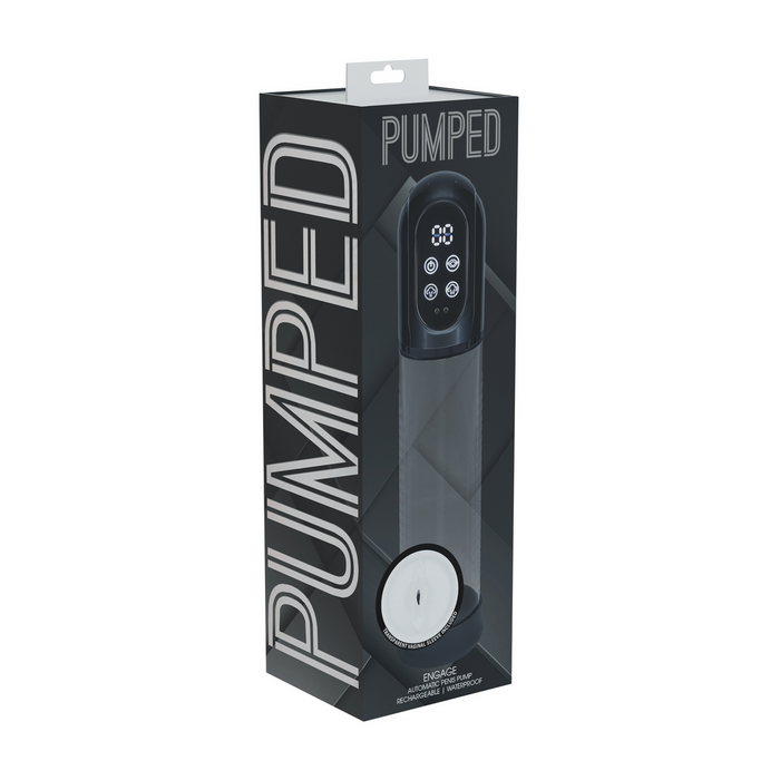 Pumped Engage Automatic Waterproof Penis Pump And Masturbator Gun Metal