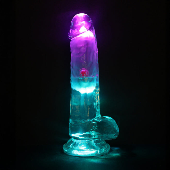 Realrock Led Glow Godemichet Vibrant Avec Testicules 15 cm