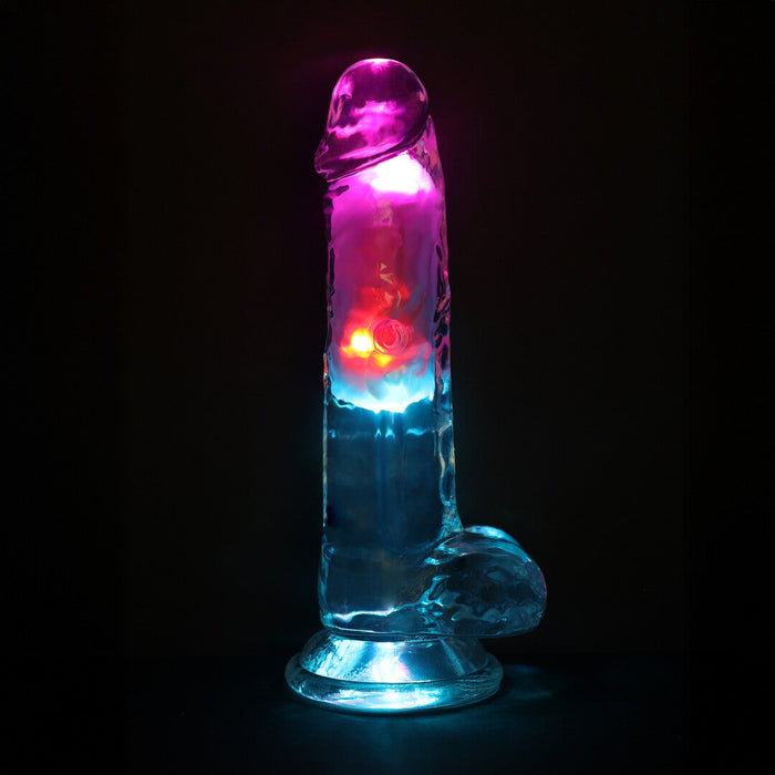 Realrock Led Glow Godemichet Vibrant Avec Testicules 18 cm