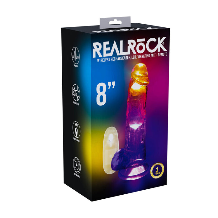 Realrock Led Glow Godemichet Vibrant Avec Testicules 20 cm