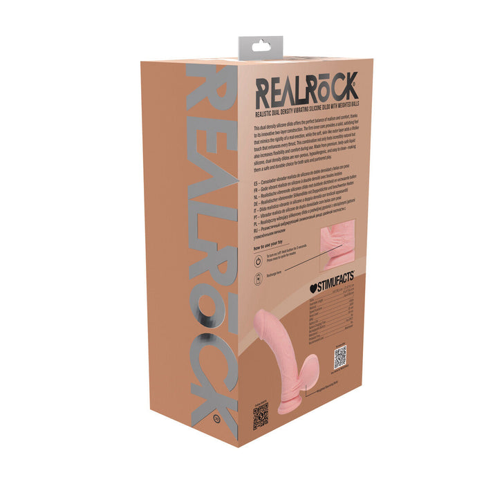 RealRock Realistische Vibrator Dual Density Rechargeable Liquid Silicone Vibrator Curved With Weighted Balls 8 / 20 Cm Flesh