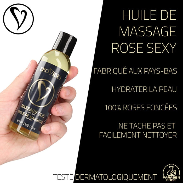 Erovibes Huile De Massage Rose Sexy 150 ml - Erotes.be