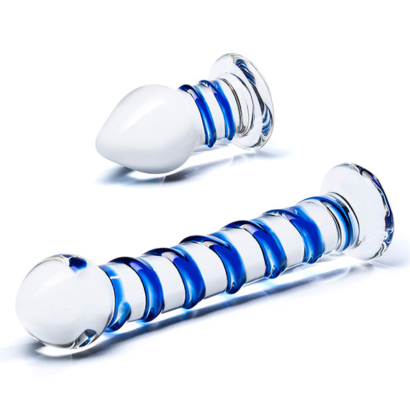 Glas Double Penetration Swirly Gode Verre & Plug Anal - Erotes.be