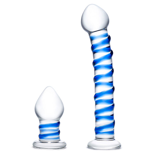 Glas Double Penetration Swirly Gode Verre & Plug Anal