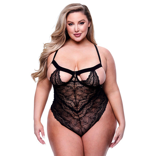 Baci Sexy Strappy Lace Teddy Black Queen