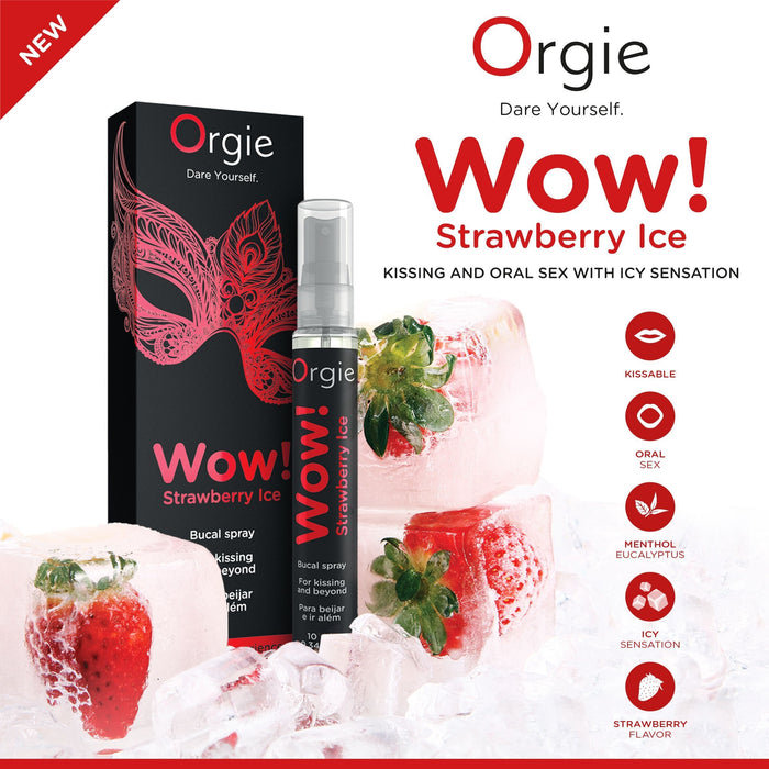 Orgie Wow Strawberry Ice Bucal Spray 10 ml - Erotes.be
